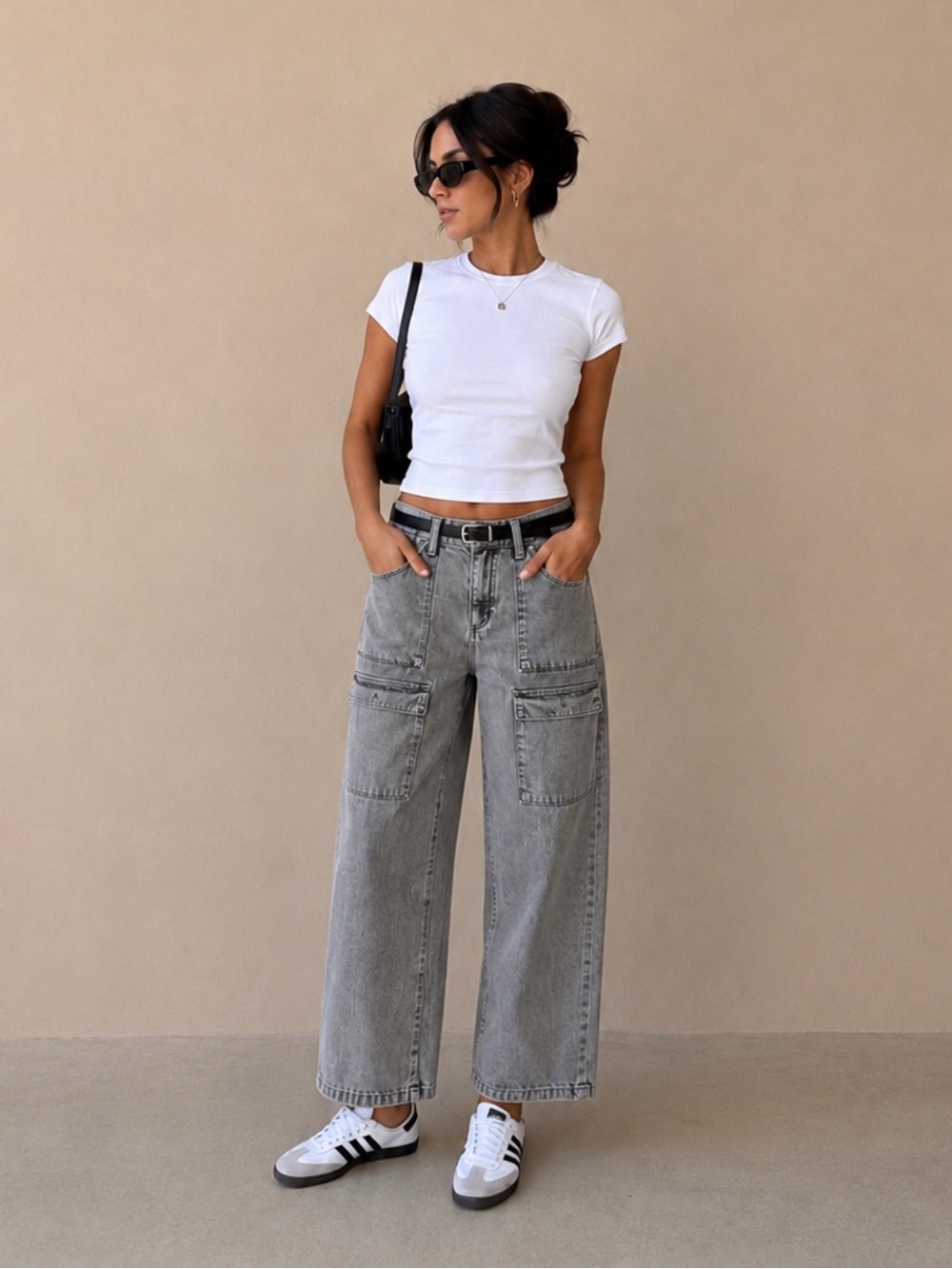 Banana Republic Gray Utility Wide Leg Cargo Jeans W26 US 6